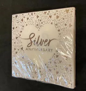 Silver Wedding Paper Napkins 25th Anniversary Serviettes Shiny Foil Finish x 16 - Picture 1 of 1