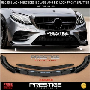 FOR MERCEDES E CLASS W213 C238 FRONT LIP SPLITTER SPOILER GLOSS BLACK 2016- 2018 - Picture 1 of 6