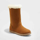 Cat And Jack Girl Kameryn Faux Fur Shearling Boots Chestnut Brown Size 4 New