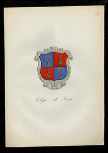 Wappen Berühmte Familien Toskana Alessandro Diligenti 1863 Chigi di Siena - Bild 1 von 2