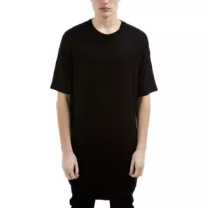 Mens Casual Circular Hem Side Zipper Pullover T-Shirt Short Sleeves Lengthen Tee - Picture 1 of 29