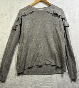 Papaya Damen grau Rundhalsausschnitt Acryl Pullover mit Rüschen Akzent - Medium - 48" - Bild 1 von 5