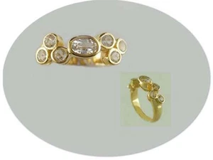 18 KT GOLD OVER STERLING SILVER WHITE TOPAZ RING-10 - Picture 1 of 1