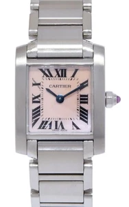 Cartier Tank Francaise Small Steel Pink MOP Ladies Quartz 20mm Watch 2384 - Picture 1 of 11