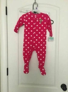 1pc Baby Footed Red & White Polka Dot Fleece Pajama Choose Your Size - Picture 1 of 5