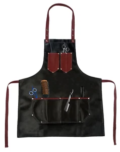 Neu Profi Friseurschürze schwarz Leder Friseurumhang Friseur Friseur - Bild 1 von 2