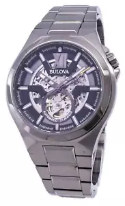 Bulova Classico Nero Scheletro 21 Gioielli 98A179 Automatico 100M Orologio Uomo - Foto 1 di 4
