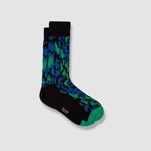 $30 Paul Smith Men's Black Blue Bristol Camo Crew Italy 1-Pair Socks One Size - Picture 1 of 2