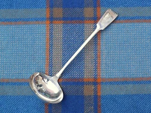 Antique 13" Silver Plated Large Serving Ladle LIVERY CREST Dragon Thomas Prime? - Picture 1 of 7