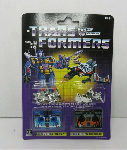 Frenzy & Laserbeak Decepticon Cassettes G1 Reissue TRANSFORMERS Walmart MOC Cover
