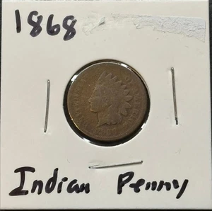 1868 Indian Head Penny Key Date Small Cent US Copper Coin - Picture 1 of 3