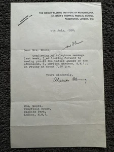 ALEXANDER FLEMING - TYPISIERTER BRIEF SIGNIERT 1950 - Bild 1 von 2