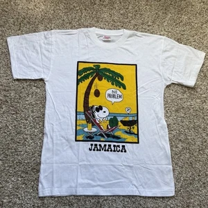 Vintage Jamaica Snoopy Shirt Men's Large Joe Cool White Graphic Tee size XL - Picture 1 of 5