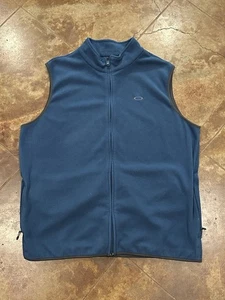 Oakley Golf Vest Men Blue Fleece Zip Windbreaker Jacket Logo Embroidery 2X - Picture 1 of 2