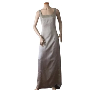 Vintage Vera Wang Elegant Satin Evening Gown Formal Dress Taupe Gray Womens 10 - Picture 1 of 9