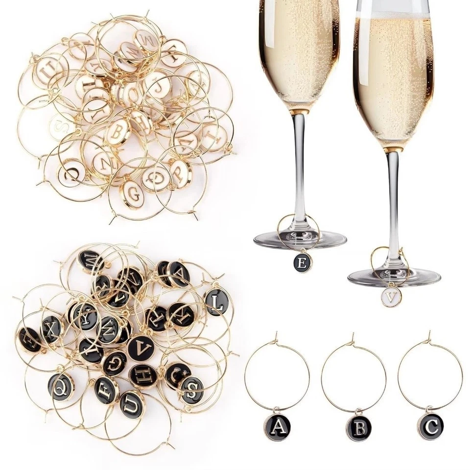 26Pcs Metal Wine Glass Charm Rings Wine Glass Hoops  Wedding Party Decor - image 1 of 4