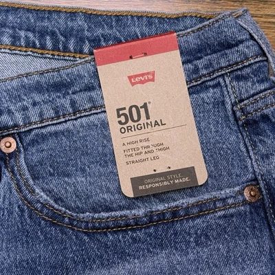 Levis 501 Original Straight Leg Jeans Womens 18W M High Rise Stretch New  - Image 1 of 4