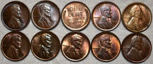 10x BU Lincoln Cents, 2x 1909-P, 1909-P VDB, 1918, 1927, 2x 1930, 1934 & 2x 1937 - Picture 1 of 2