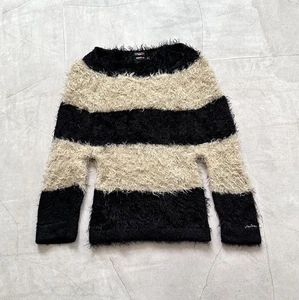 Vintage Miss Sixty Gothic Mohair Fuzzy Striped Knit Sweater Hysteric Glamour - Picture 1 of 8