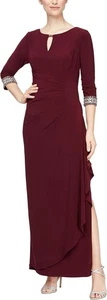 Alex Evenings, 14, Red,Women's Dress with Keyhole Cutout - Picture 1 of 4