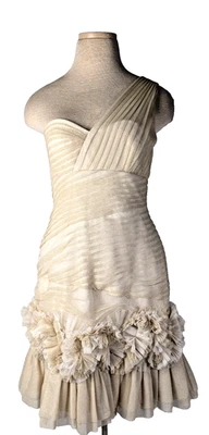 BCBG Maxazria Women Metalicgold Barbie One Shoulder Dress Size 10 New w/Tags - Image 1 of 4