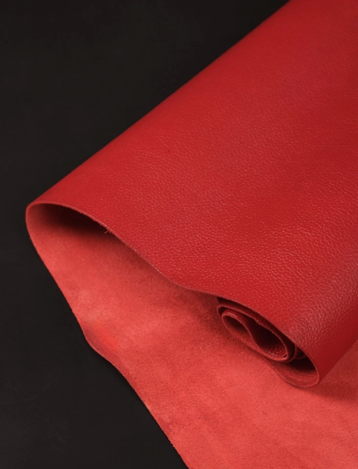 Cuero Genuino Granate Rojo Grano Completo Piel 0.8-1.2mm (2-3oz) Cuero Suave Foto 1 de 4