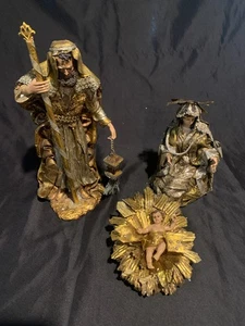 Vintage Department 56 Gold Holy Family Nativity Set Neapolitan Style - Picture 1 of 23