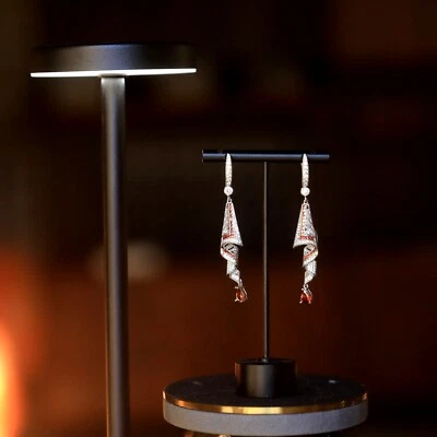 Ohrringe Clip On Golden Cz Rot Ruban Art Déco Stil EH6 - Bild 1 von 4