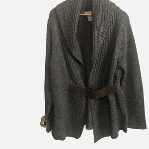 Soft Surroundings Women Grey Wool Blend Heavy Collared Open Front Sweater 2XL. - Picture 1 of 6