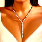 XL Necklace Sexy Neck Chain Endless Pendant Lariat Rhinestone Metal