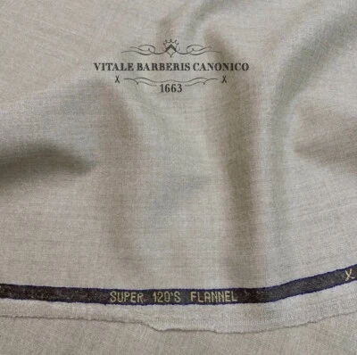 Super 120's Wool Flannel Fabric BEIGE Suiting Vitale Barberis ITALY 3.10 meter - Image 1 of 4