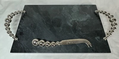 Bandeja para servir Godinger plata verde mármol charcutería queso tabla de aperitivos y cuchillo Foto 1 de 4