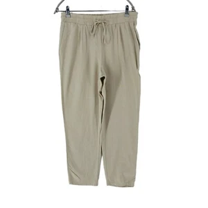 VERO MODA Women Beige Loose Fit Linen Blend Ankle Length Trousers Size M - Picture 1 of 10