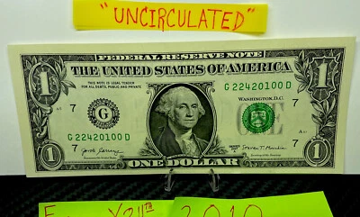 One Dollar Birthday Note February 24 2010 Uncirculated Fancy  Serial Number $1 - Image 1 of 4