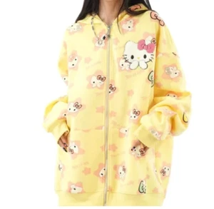 SANRIO HELLO KITTY OVERSIZED HOODIE CUTE CLOTHES FASHION ZIP UP SWEATER COTTON - Picture 1 of 2