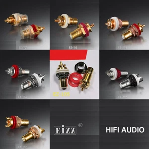 1 pair EIZZ Gold/Silver/Rhodium Plated RCA Jack Female Socket Connector HiFi AMP - Picture 1 of 8