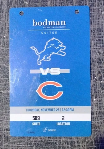 2021 Chicago Bears Detroit Lions NFL Football Ticket Stub Thanksgiving Game Cover