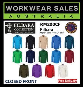 PILBARA Ritemate Shirt Mens Closed Front L/S Work Farm Shirt RM200CF Long Sleeve - Picture 1 of 15