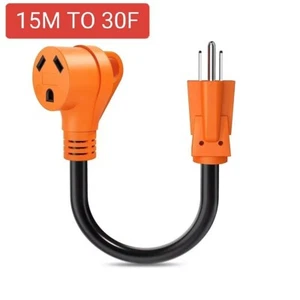 15A Male to 30 A Camper Power Electric Adapter Power Cord w Ergonomic Handle USA - Bild 1 von 6