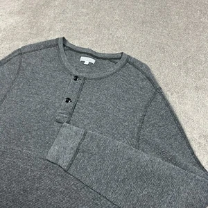 Wallace & Barnes J Crew Thermal Waffle Knit Henley Shirt Mens M Gray Base Layer - Picture 1 of 9