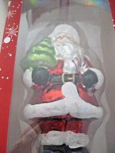 Christmas Ornament Red Santa Glass NIB - Picture 1 of 1
