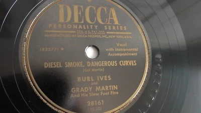 Burl Ives - 78rpm single 10-inch – Decca #28161 Diesel Smoke, Dangerous Curves  - Image 1 of 4