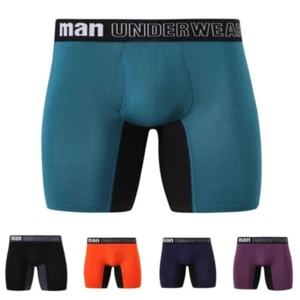 Calzoncillos boxer transpirables de cintura media para hombre ropa interior calzoncillos de pierna larga pantalones cortos nuevos - Imagen 1 de 16