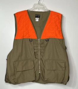 Burly Camo Zippered Men's 2XL Khaki/Orange Hunting Waterfowl Vest Pockets/Bag - Picture 1 of 8