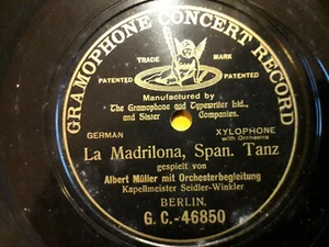 78 rpm "ALBERT MULLER" LA MADRILONA, SPAN. TANZ"" GRAMOPHONE CONCERT RECORD - Picture 1 of 2