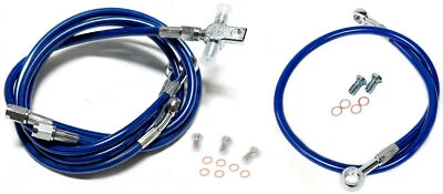 Streamline Steel Braided Brake Lines Blue +3" Front 4" Rear Raptor 660 660R - Image 1 of 3