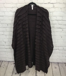 Chicos Top Womens Extra Large 3 Brown Open Front Poncho Cover Up Oversized - Picture 1 of 11