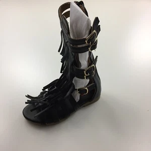 Neu ohne Karton Kleinkind Mädchen Kinder Größe 6,5/26 Riemchen Gladiator Fransen Schnalle Sandalen Stiefel - Bild 1 von 6