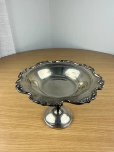 VTG WALLACE ROYAL ROSE SILVER COMPOTE TAZZA FOOTED TRAY Victorian Home Decor - Picture 1 of 8