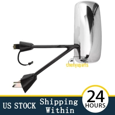 For Kenworth T600 T660 T800 Driver Side LH Door Mirror Power Heated w/Arm Chrome - Image 1 of 4
